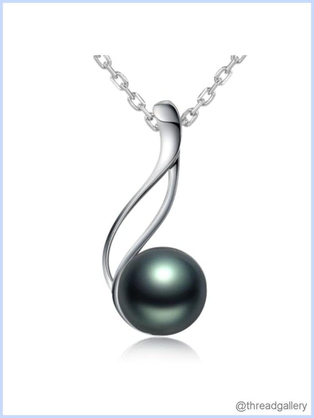 Tahitian Black Pearl Pendant Necklace 18K Gold Plated 925 Sterling Silver